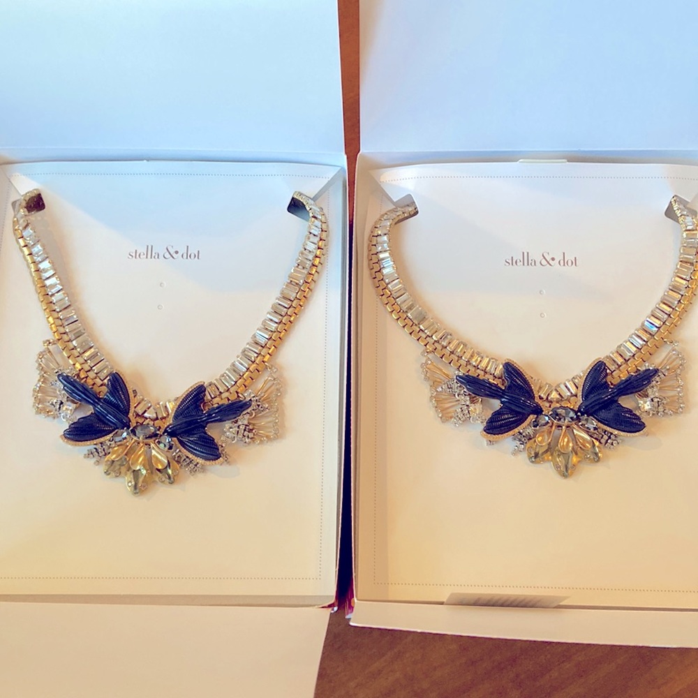 Stella & Dot | set of 2 Monroe Bluebirds of Happiness NEW Statement Necklaces